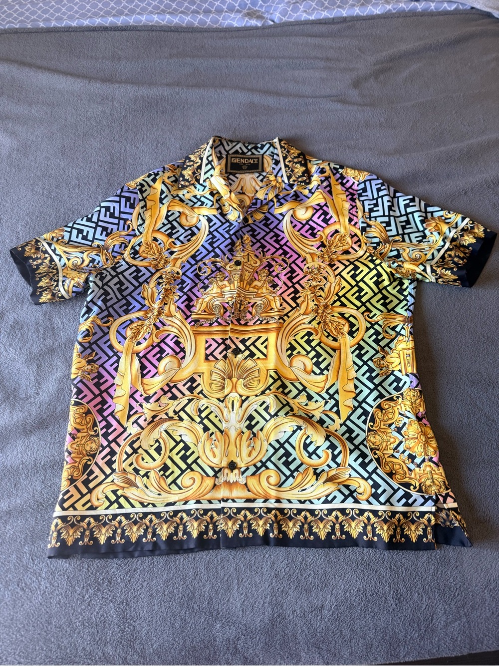 FENDACE Versace x Fendi Apollo Multicolor Silk Men's Shirt